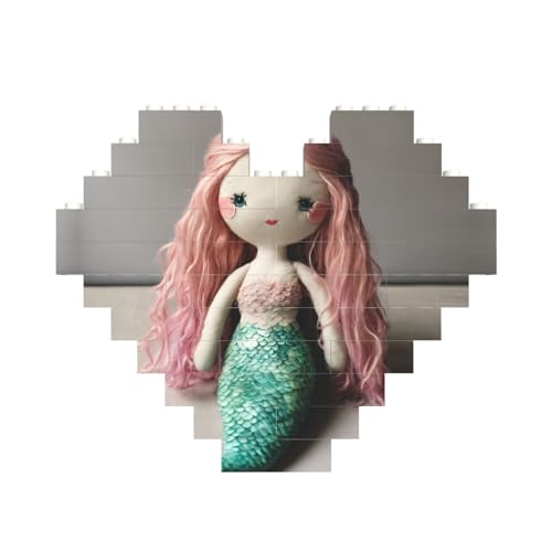 Meerjungfrau-Puppen-Druck, herzförmiges Baustein-Puzzle, personalisiertes individuelles Geschenk für Männer und Frauen Meerjungfrau-Puppen-Druck, herzförmiges Baustein-Puzzle, personalisiertes individuelles Geschenk für Männer und Frauen von nanger