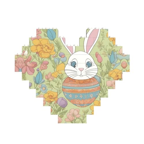 Osterhasen-Blumendruck, herzförmiges Baustein-Puzzle, personalisiertes individuelles Geschenk für Männer und Frauen Osterhasen-Blumendruck, herzförmiges Baustein-Puzzle, personalisiertes individuelles Geschenk für Männer und Frauen von nanger