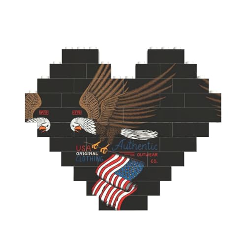 Patriotischer Adler mit amerikanischer Flagge, herzförmiges Baustein-Puzzle, personalisiertes Geschenk für Männer und Frauen Patriotischer Adler mit amerikanischer Flagge, herzförmiges Baustein-Puzzle, personalisiertes Geschenk für Männer und Frauen von nanger