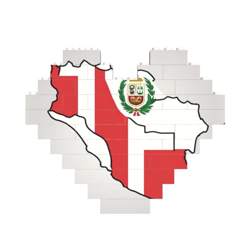 Peru-Flagge, Kartendruck, herzförmiges Baustein-Puzzle, personalisiertes Geschenk für Männer und Frauen Peru-Flagge, Kartendruck, herzförmiges Baustein-Puzzle, personalisiertes Geschenk für Männer und Frauen von nanger