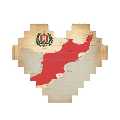 Peru-Positionsflagge, Kartendruck, herzförmiges Baustein-Puzzle, personalisiertes Geschenk für Männer und Frauen Peru-Positionsflagge, Kartendruck, herzförmiges Baustein-Puzzle, personalisiertes Geschenk für Männer und Frauen von nanger