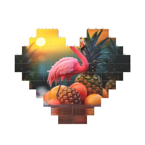 Roter Flamingo-Ananas-Druck, herzförmiges Baustein-Puzzle, personalisiertes Geschenk für Männer und Frauen Roter Flamingo-Ananas-Druck, herzförmiges Baustein-Puzzle, personalisiertes Geschenk für Männer und Frauen von nanger