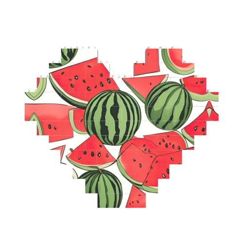 Roter Wassermelonen-Druck, herzförmiges Baustein-Puzzle, personalisiertes individuelles Geschenk für Männer und Frauen Roter Wassermelonen-Druck, herzförmiges Baustein-Puzzle, personalisiertes individuelles Geschenk für Männer und Frauen von nanger