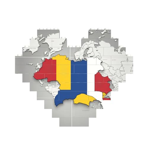Rumänien-Positionsflagge, Kartendruck, herzförmiges Baustein-Puzzle, personalisiertes Geschenk für Männer und Frauen Rumänien-Positionsflagge, Kartendruck, herzförmiges Baustein-Puzzle, personalisiertes Geschenk für Männer und Frauen von nanger