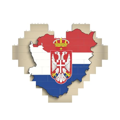 Serbien-Flagge, Kartendruck, herzförmiges Baustein-Puzzle, personalisiertes Geschenk für Männer und Frauen Serbien-Flagge, Kartendruck, herzförmiges Baustein-Puzzle, personalisiertes Geschenk für Männer und Frauen von nanger