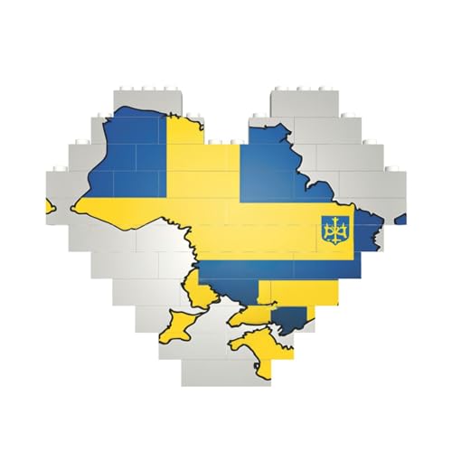 Ukraine-Flagge, Kartendruck, herzförmiges Baustein-Puzzle, personalisiertes Geschenk für Männer und Frauen Ukraine-Flagge, Kartendruck, herzförmiges Baustein-Puzzle, personalisiertes Geschenk für Männer und Frauen von nanger