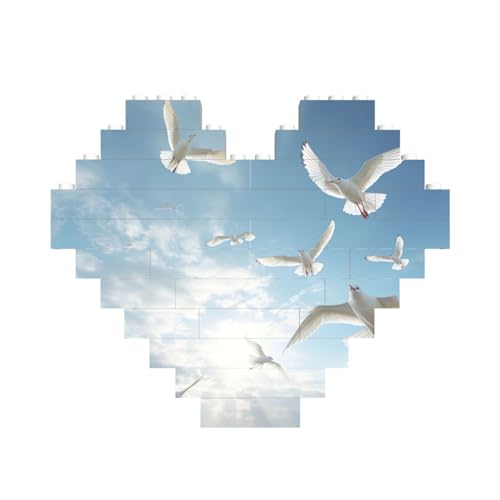 Vogelflocken-Druck, herzförmiges Baustein-Puzzle, personalisiertes Geschenk für Männer und Frauen Vogelflocken-Druck, herzförmiges Baustein-Puzzle, personalisiertes Geschenk für Männer und Frauen von nanger