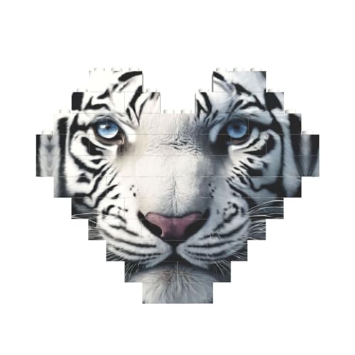 Weißer Tiger-Druck, herzförmiges Baustein-Puzzle, personalisiertes individuelles Geschenk für Männer und Frauen Weißer Tiger-Druck, herzförmiges Baustein-Puzzle, personalisiertes individuelles Geschenk für Männer und Frauen von nanger