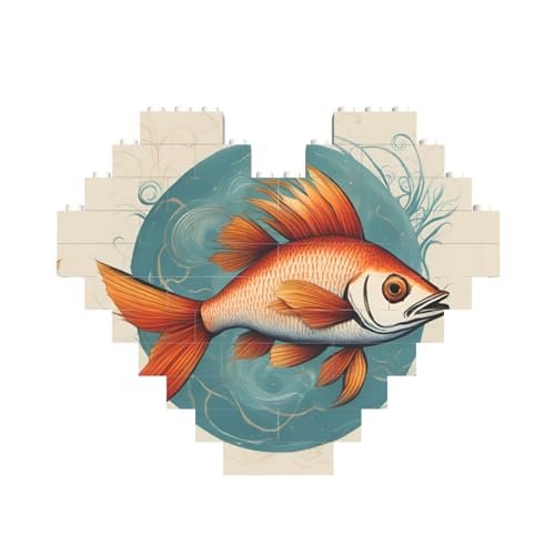 Wunderschöner Fischdruck in Herzform, Baustein-Puzzle, personalisiertes individuelles Geschenk für Männer und Frauen Wunderschöner Fischdruck in Herzform, Baustein-Puzzle, personalisiertes individuelles Geschenk für Männer und Frauen von nanger