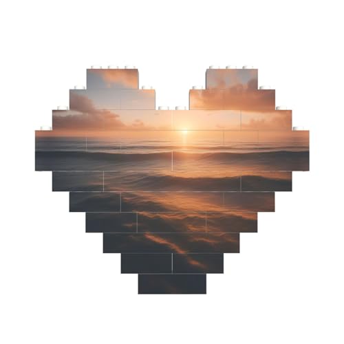 Wunderschöner Sonnenaufgangs-Ozean-Druck, herzförmiges Baustein-Puzzle, personalisiertes Geschenk für Männer und Frauen Wunderschöner Sonnenaufgangs-Ozean-Druck, herzförmiges Baustein-Puzzle, personalisiertes Geschenk für Männer und Frauen von nanger