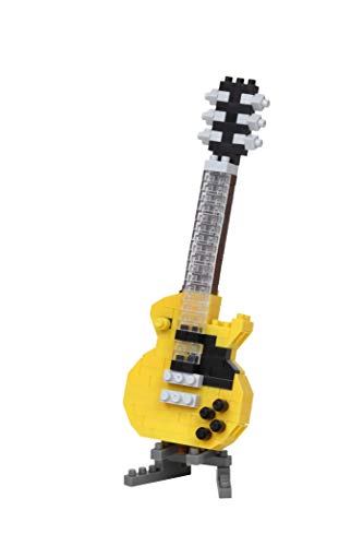 nanoblock Bandai Gelbe E-Gitarre - Mini-Bausteinfigur - Baukastenspiel - Baukasten für Pixel-Musikinstrumentfiguren - NBC347 von nanoblock