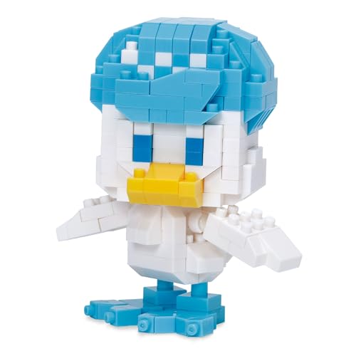 Bandai - Nanoblock - Kwaks (Quaxly) - Pokémon - Mini-Bausteinfigur - Konstruktionsspiel - Bausatz für Kwaks-Pokémon-Figur im Pixel-Stil - Baukit Spielzeug für Kinder ab 12 Jahren - NBPM03 von nanoblock