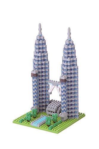 nanoblock NBH-110 - Petronas Twin Tower, Minibaustein 3D-Puzzle, Sights to See Serie, 600 Teile, Schwierigkeitsstufe 3, schwer von nanoblock