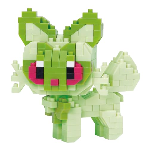 Bandai - Nanoblock - Felori (Sprigatito) - Pokémon - Mini-Bausteinfigur - Konstruktionsspiel - Bausatz für Felori-Pokémon-Figur im Pixel-Stil - Baukit Spielzeug für Kinder ab 12 Jahren - NBPM01 von nanoblock