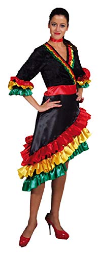 M208136-S schwarz-bunt Damen Samba Kleid Falamenco Kostüm Gr.S von narrenkiste