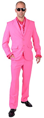 M218287-4-L pink Herren Anzug Smoking Sakko Hose und Krawatte Gr.L von narrenkiste