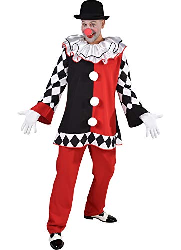 M220288-L-XL schwarz-rot-weiß Herren Pierrot Clown Kasper Harlekino Kostüm Gr.L-XL=56-60 von narrenkiste