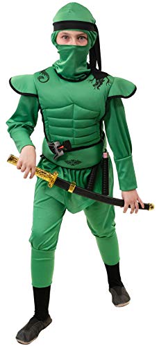Narrenkiste O5519-116 grün Kinder Junge Mädchen Ninja Schwertkämpfer Kostüm Gr.116 von narrenkiste