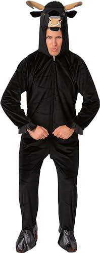 O7459-160-175 schwarz Damen Herren Stier Kostüm Overall Körpergröße ca.160-175 cm von narrenkiste