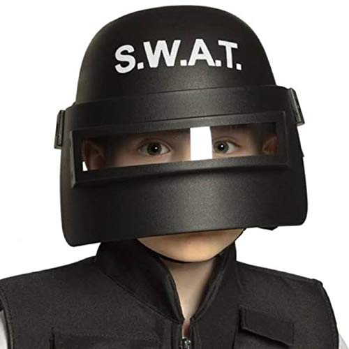 narrenkiste B01408 schwarz Kinder SWAT Helm Deluxe Einheitsgröße aufklappbar von narrenkiste