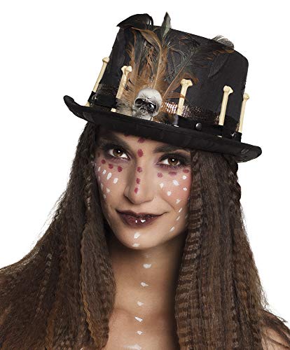 narrenkiste B72181 schwarz Damen-Herren Voodoo Hut Steampunk Zylinder mit Knochen von narrenkiste