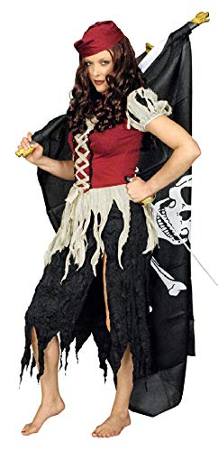 narrenkiste K31250673-40-42-A schwarz-grau-rot Damen Piraten Fetzen Kleid Freibeuterin Gr.40-42 von narrenkiste