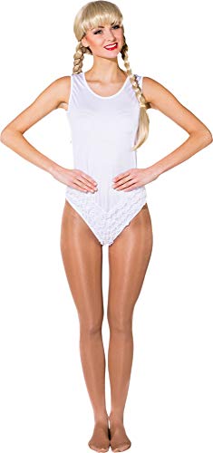 narrenkiste O40070-164 weiß Kinder Mädchen elastischer Body mit Rüschen für Gardetanz Gr.164 von narrenkiste