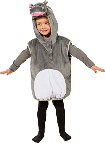 narrenkiste O5011-104 grau-weiß Kinder Mädchen Junge Nilpferd Flusspferd Weste-Kostüm Gr.104 von narrenkiste