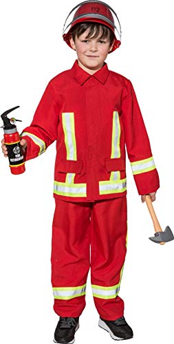 narrenkiste O5287-128 rot Kinder Junge Feuerwehr Kostüm Feuerwehrjunge Brandmeister Gr.128 von narrenkiste