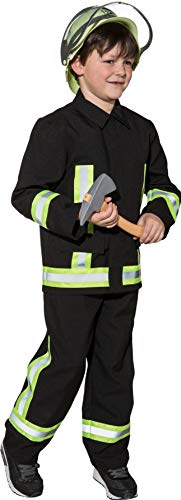 narrenkiste O5288-104 schwarz Kinder Junge Feuerwehr Kostüm Feuerwehrjunge Brandmeister Gr.104 von narrenkiste