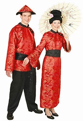 narrenkiste O9071-48 rot-schwarz Damen Chinesin Chinesen Kostüm-Kleid-Kimono Gr.48 von narrenkiste