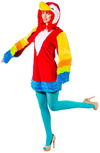 narrenkiste O9838-34-36 bunt Damen Sexy Papagei Parrot Kleid Kostüm mit angesetzten Flügeln Gr.34-36 von narrenkiste