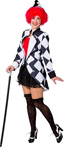 narrenkiste O9978-42 schwarz-weiß Damen Pierrot Jacke Clown Kostüm Gr.42 von narrenkiste