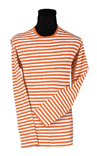narrenkiste T2594-1202-3XL orange-weiß Damen-Herren Langarm Clownpulli Streifenhemd Gr.3XL von narrenkiste
