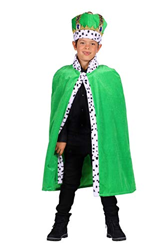 narrenkiste T2868-0300 grün Kinder Junge Mädchen Frosch Froschkönig Königsmantel Prinzen Cape ca.80 cm lang von narrenkiste