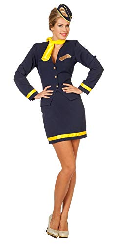 narrenkiste W4092-40 blau-gelb Damen Flugbegleiterin Hostess Stewardess Gr.40 von narrenkiste