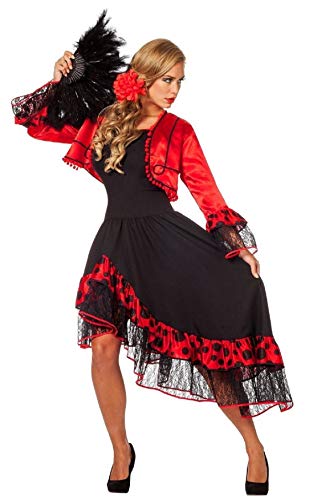 narrenkiste W4269-38 schwarz-rot Damen Spanierin-Seniora-Seniorita Kostüm-Kleid Gr.38 von narrenkiste