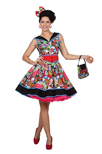 narrenkiste W4354-36 bunt Damen Disco-Party Kleid Pop-Art Gr.36 von narrenkiste