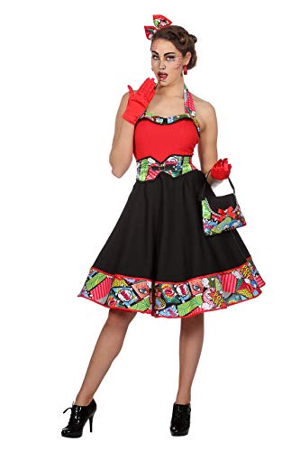 narrenkiste W4360-42 bunt Damen Disco-Party Kleid Pop-Art Gr.42 von narrenkiste