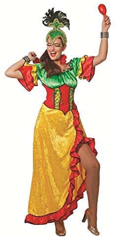 narrenkiste W4631-46 bunt Damen Brazil Kleid Samba Kostüm Gr.46 von narrenkiste