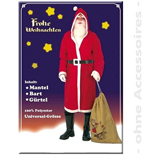 narrenwelt Nikolaus-Set Weihnachtsmann-Set 3tlg Mantel mit Kapuze, Bart und Gürtel Universalgröße narrenwelt Nikolaus-Set Weihnachtsmann-Set 3tlg Mantel mit Kapuze, Bart und Gürtel Universalgröße von narrenwelt