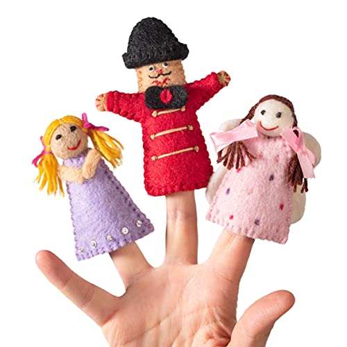 Filz Fingerpuppen handgemacht aus 100% Wolle - Kinder Handpuppen Set (Kinder 3er Set) von naturling