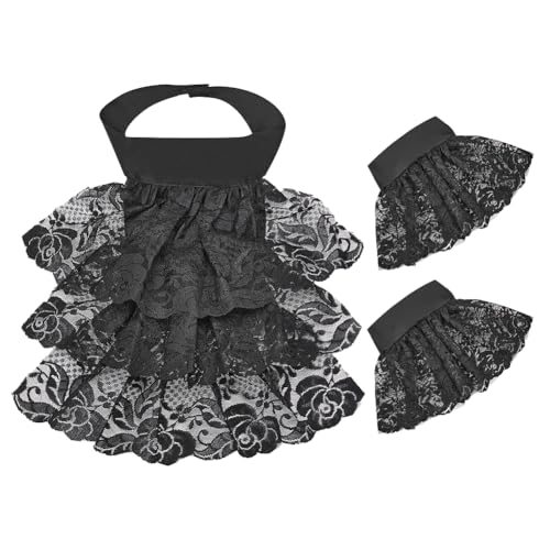 nbeads Abnehmbare Spitze Rüschenkragen, Spitze Manschetten und Kragen Set Handgelenk Manschetten Hand Ärmel Viktorianische Spitze Halskragen für Frauen Männer Party Kostüm Accessoire, Schwarz von nbeads