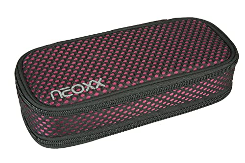 neoxx Catch Schlamperbox - Schlampermäppchen für Kinder mit stylischem Flamingo Design, Federmäppchen mit Zwei Reißverschluss Taschen (Schwarz Lila) von neoxx