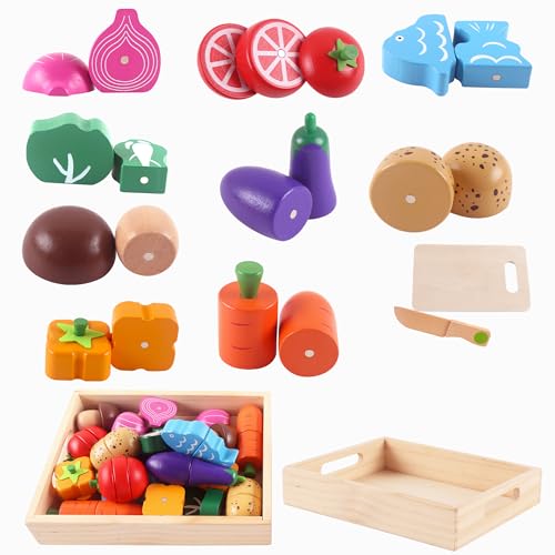 newlng Küchenspielzeug für Kinder aus Holz Spielküche Zubehör Schneiden Gemüse Lebensmittel mit Klett-Verbindung Lernspielzeug Geschenk für Geburtstag Weihnachten mit Aufbewahrungsbox aus Holz newlng Küchenspielzeug für Kinder aus Holz Spielküche Zubehör Schneiden Gemüse Lebensmittel mit Klett-Verbindung Lernspielzeug Geschenk für Geburtstag Weihnachten mit Aufbewahrungsbox aus Holz von newlng