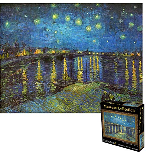 Puzzle 2000 Teile Sternennacht über der Rhone von Vincent Van Gogh - 100 x 70 cm Klassisches Puzzle für Erwachsene - Schwer von newsbirds