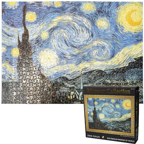 Puzzle 2000 Teile Erwachsene Sternennacht von Vincent Van Gogh 100 x 70 cm Puzzles für Erwachsene Klassische Puzzles 2000 Teile Erwachsene Van Gogh Puzzles Schwer Erwachsene Kinder 2000 Teile von newsbirds