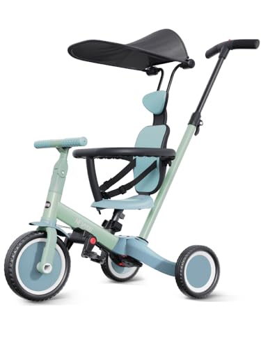 Newyoo 5 in1 Laufrad Dreirad | Dreirad für Kleinkinder 1 Jahr bis 3 Jahre | Dreirad ab 1 Jahr mit schubstange und Baldachin | Lauffahrrad | Kinderdreirad mit Schubstange,TR009, Grün Newyoo 5 in1 Laufrad Dreirad | Dreirad für Kleinkinder 1 Jahr bis 3 Jahre | Dreirad ab 1 Jahr mit schubstange und Baldachin | Lauffahrrad | Kinderdreirad mit Schubstange,TR009, Grün von newyoo