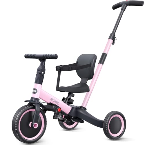 newyoo 5 in 1 Dreirad, Laufrad ab 1 Jahr mit Schubstange für Kinder ab 1, 2, 3 Jahre, Dreirad ab 1 Jahr mit Schubstange, Kinder Dreirad mit Abnehmbaren Pedale und Verstellbarer Sitz, Rosa newyoo 5 in 1 Dreirad, Laufrad ab 1 Jahr mit Schubstange für Kinder ab 1, 2, 3 Jahre, Dreirad ab 1 Jahr mit Schubstange, Kinder Dreirad mit Abnehmbaren Pedale und Verstellbarer Sitz, Rosa von newyoo