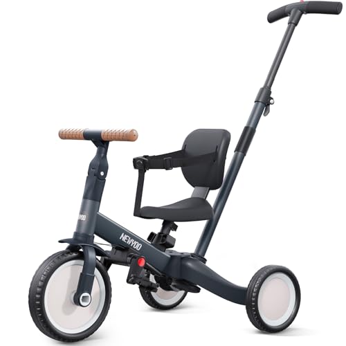 newyoo 5 in 1 Dreirad, Laufrad ab 1 Jahr mit Schubstange für Kinder ab 1, 2, 3 Jahre, Kinder Dreirad mit Abnehmbaren Pedale und Verstellbarer Sitz, Dunkelgrau newyoo 5 in 1 Dreirad, Laufrad ab 1 Jahr mit Schubstange für Kinder ab 1, 2, 3 Jahre, Kinder Dreirad mit Abnehmbaren Pedale und Verstellbarer Sitz, Dunkelgrau von newyoo